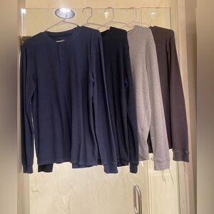 George Men's Long Sleeve Henley Shirt - Navy, Black, Gray, Brown